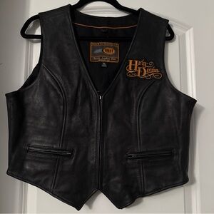 Harley-Davidson Black and Orange Leather vest size xl